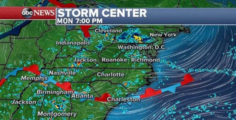 PHOTO: Rain will be scattered across the eastern U.S. on Monday night.