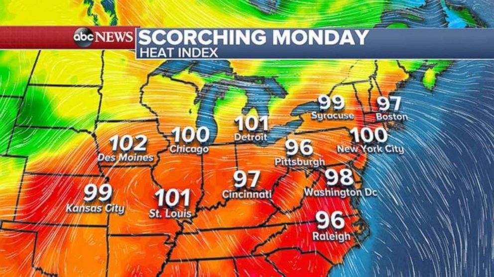 Temperatures may break records in the Midwest and Northeast on Monday.