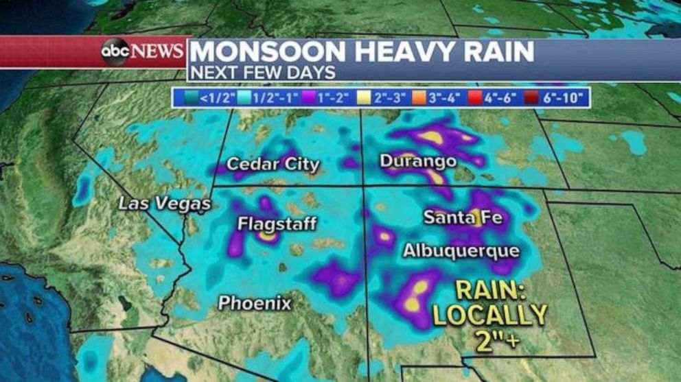 PHOTO: Heavy rain is possible in parts of New Mexico, Arizona and Colorado over the next few days.