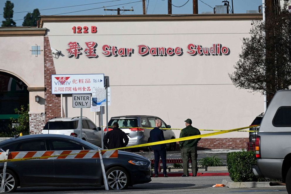PHOTO: Investigators work at the scene of a mass shooting in Monterey Park, Calif., on Jan. 22, 2023.