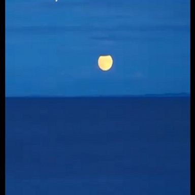 The first of two special moons this month was seen rising over Lake Superior.