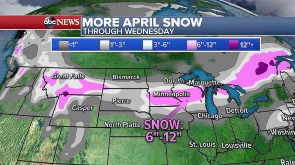 Salju terberat total dari badai pertengahan minggu akan melintasi Minnesota, Wisconsin dan Michigan utara.