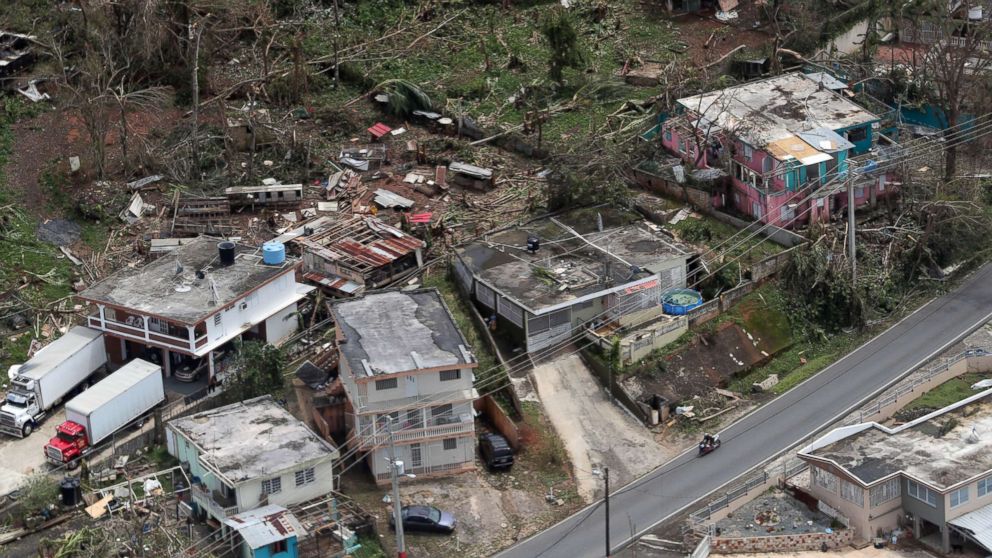 An aerial image showing the damage done to the Morovis area of Puerto Rico three days after hurricane Maria passed through the island on Sept. 20, 2017.