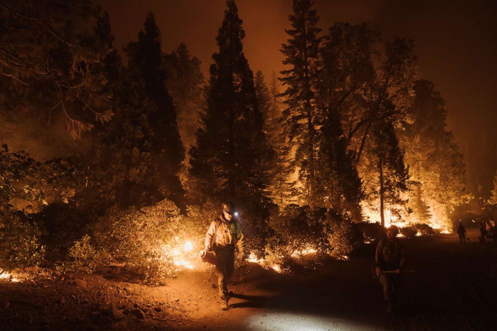 PHOTO: A firefighter lights a controlled burn during the Mosquito Fire on Sept. 14, 2022, in Foresthill, Calif.