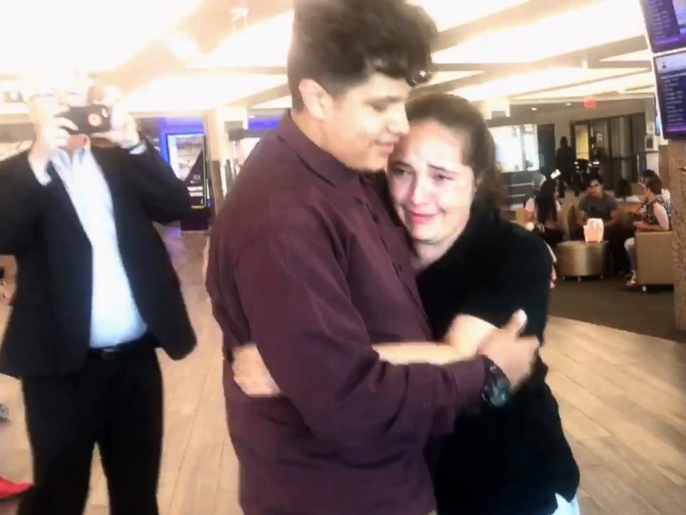 PHOTO: Jocelyn, a 31-year-old mother from Brazil, was reunited with her 14-year-old son, James, eight months after the two were separated at the U.S.-Mexico border in Texas.
