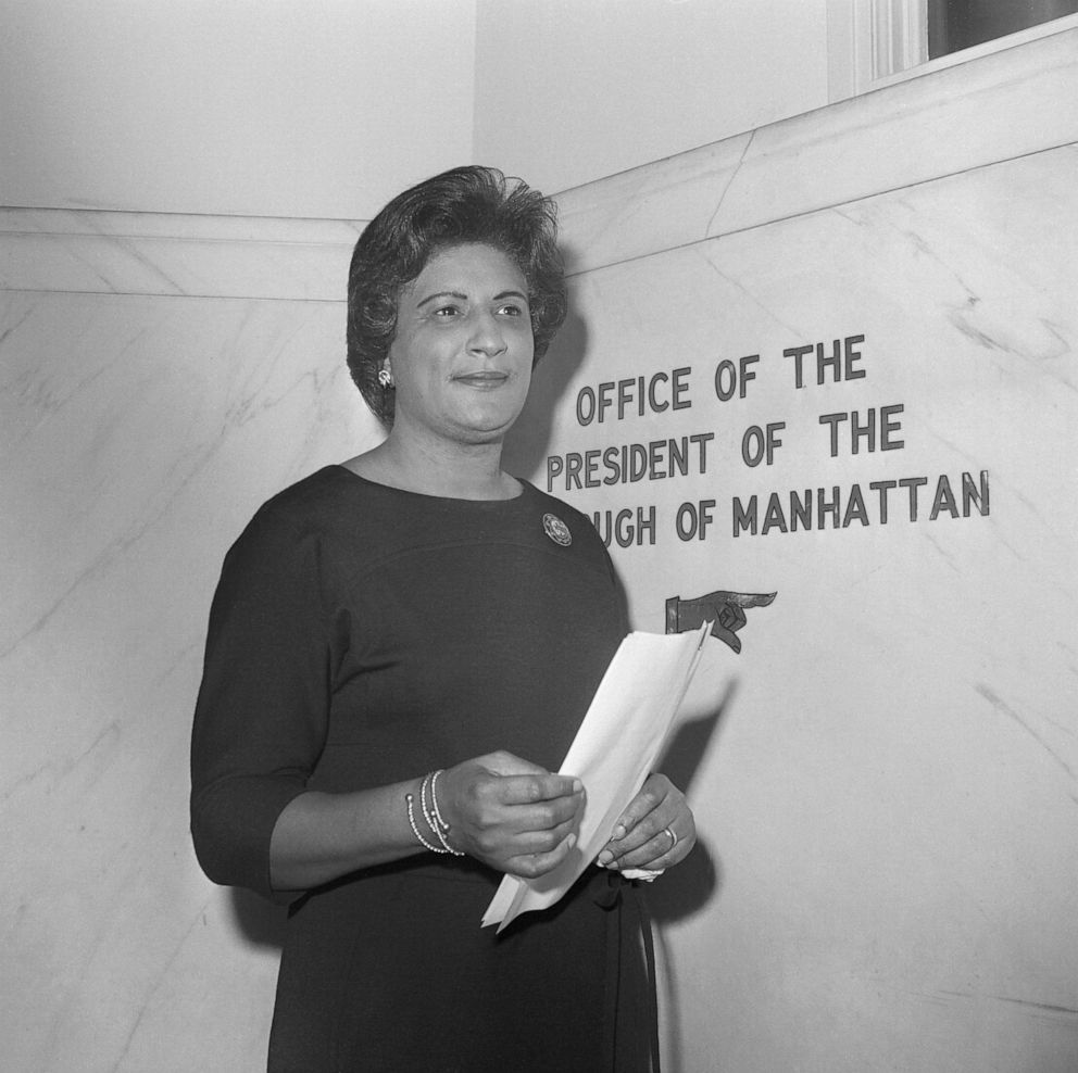 PHOTO: Manhattan Borough President Constance Baker Motley at press conference at her office in New York City, Jan. 26, 1966.