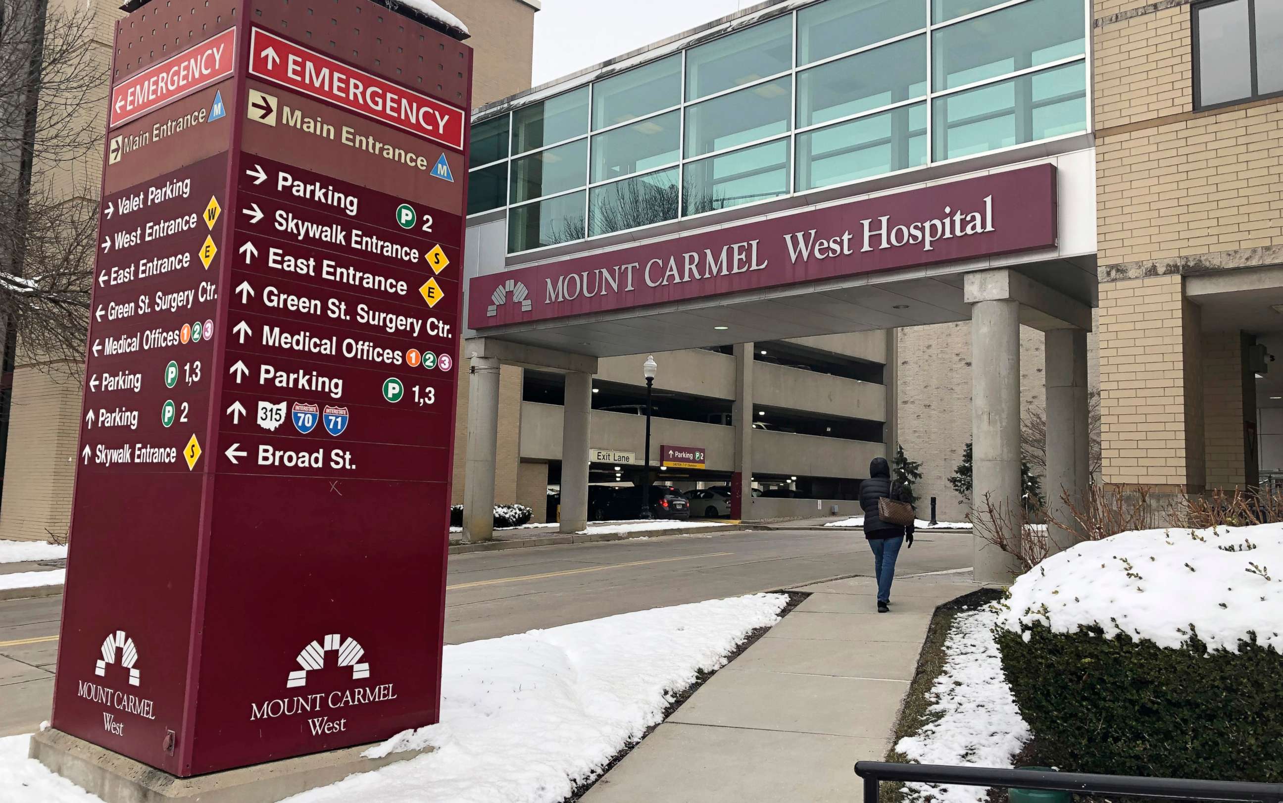 PHOTO: The main entrance to Mount Carmel West Hospital is shown in Columbus, Ohio.