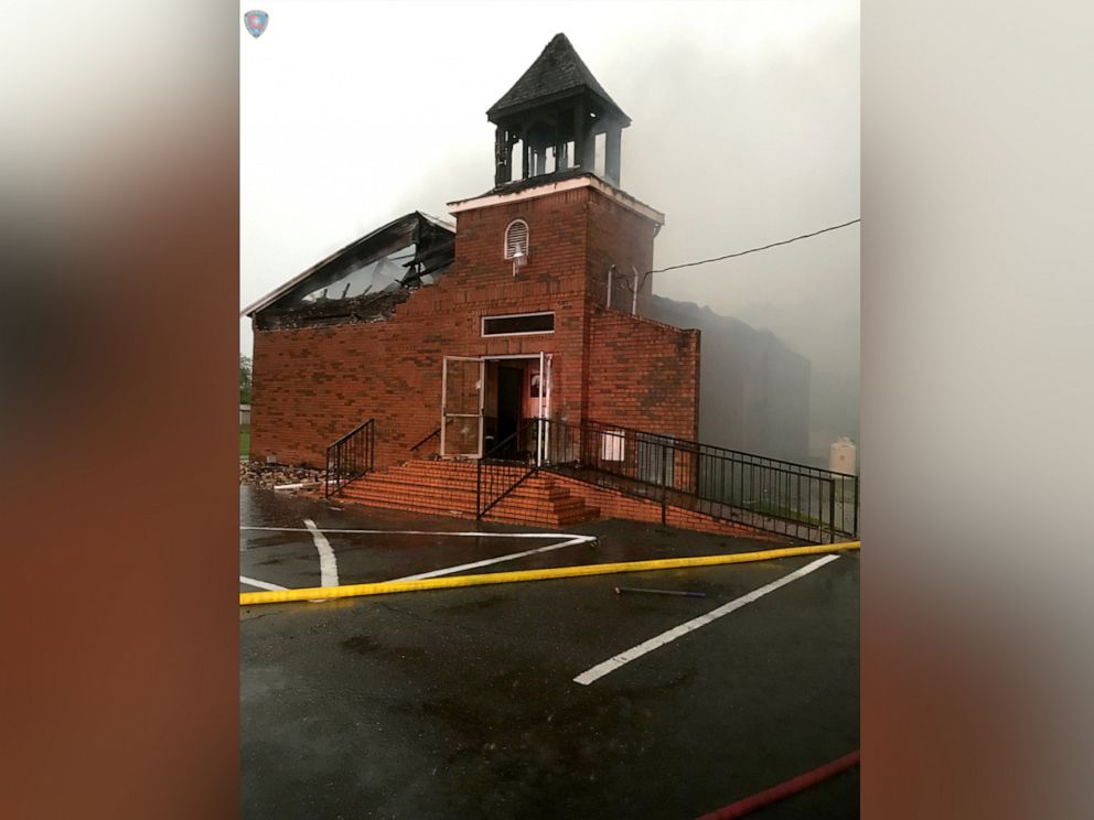 PHOTO: The Mount Pleasant Baptist Church in Opelousas, Louisiana, April 4, 2019, is pictured after a fire in this picture obtained from social media.