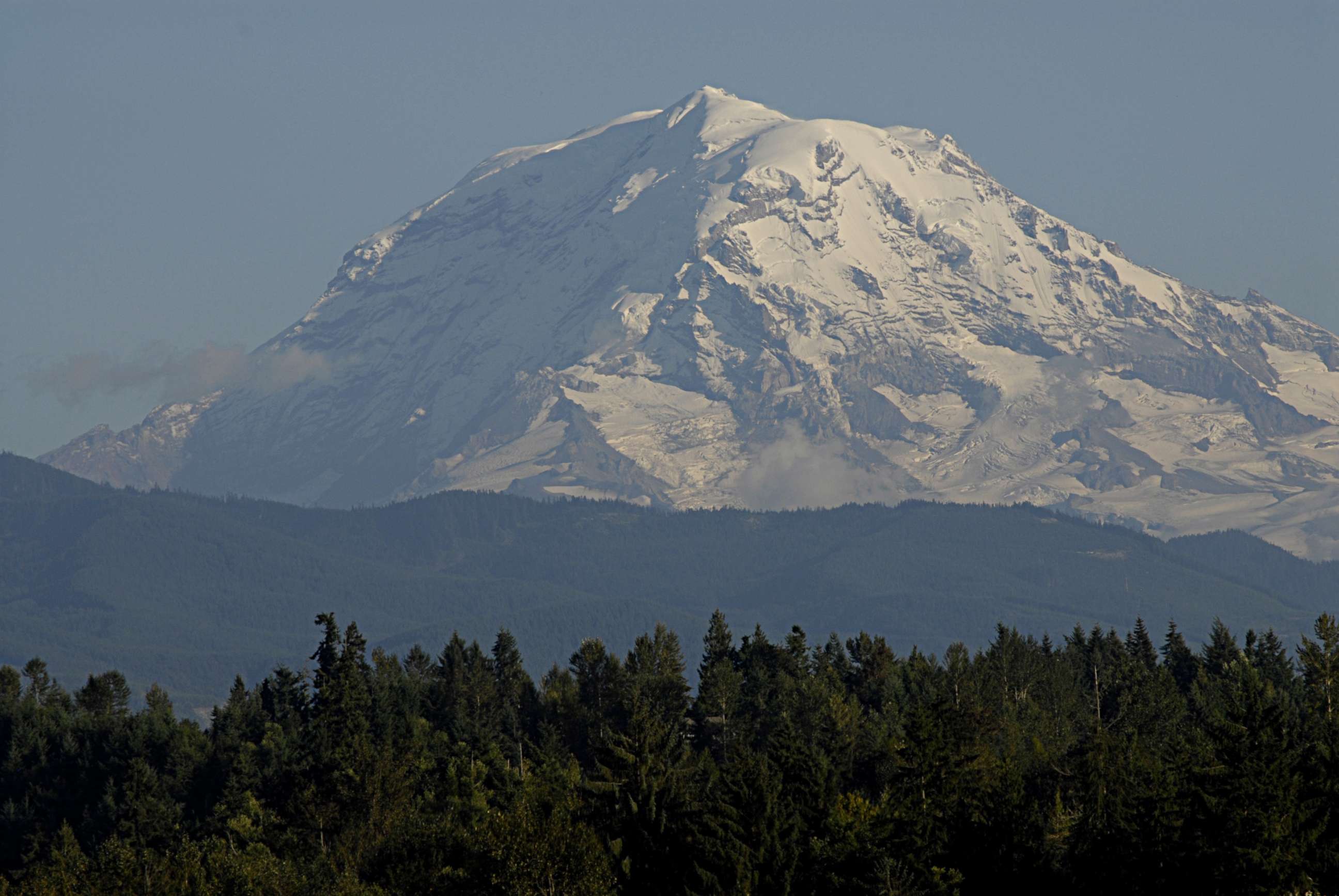 PHOTO: Mount Rainier, seen in this file photo from Sept. 8, 2013, covered with white snow in a view from Berkeley, Wash.