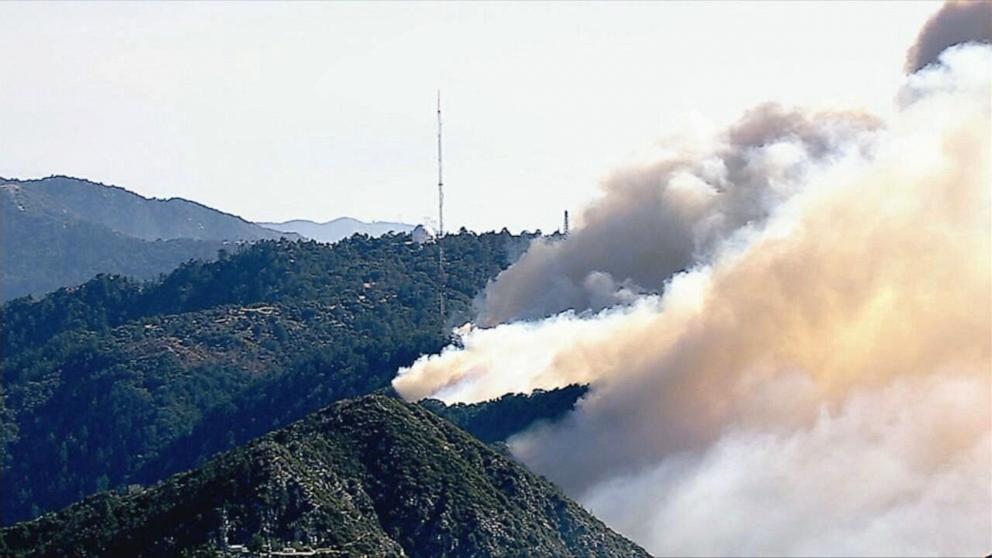 PHOTO: Mount Wilson Observatory is shown with the advancing Eaton Fire, on Jan. 9. 2025, in Los Angeles County, Calif.