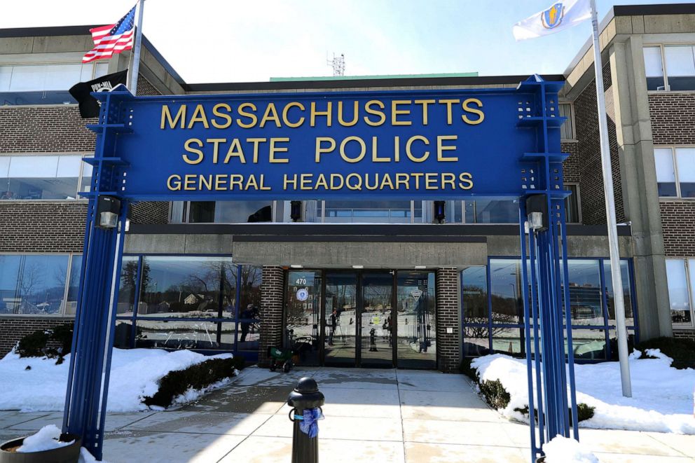 PHOTO: The entrance to the Massachusetts State Police Headquarters in Framingham, Mass. is pictured on March 20, 2018.