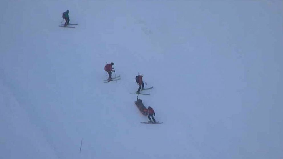 PHOTO: Emergency responders use a rescue sled to evacuate a 16-year-old mountain climber off Oregon's Mount Hood after he fell an estimated 500 feet into a valley known as Devil’s Kitchen, Dec. 30, 2019.