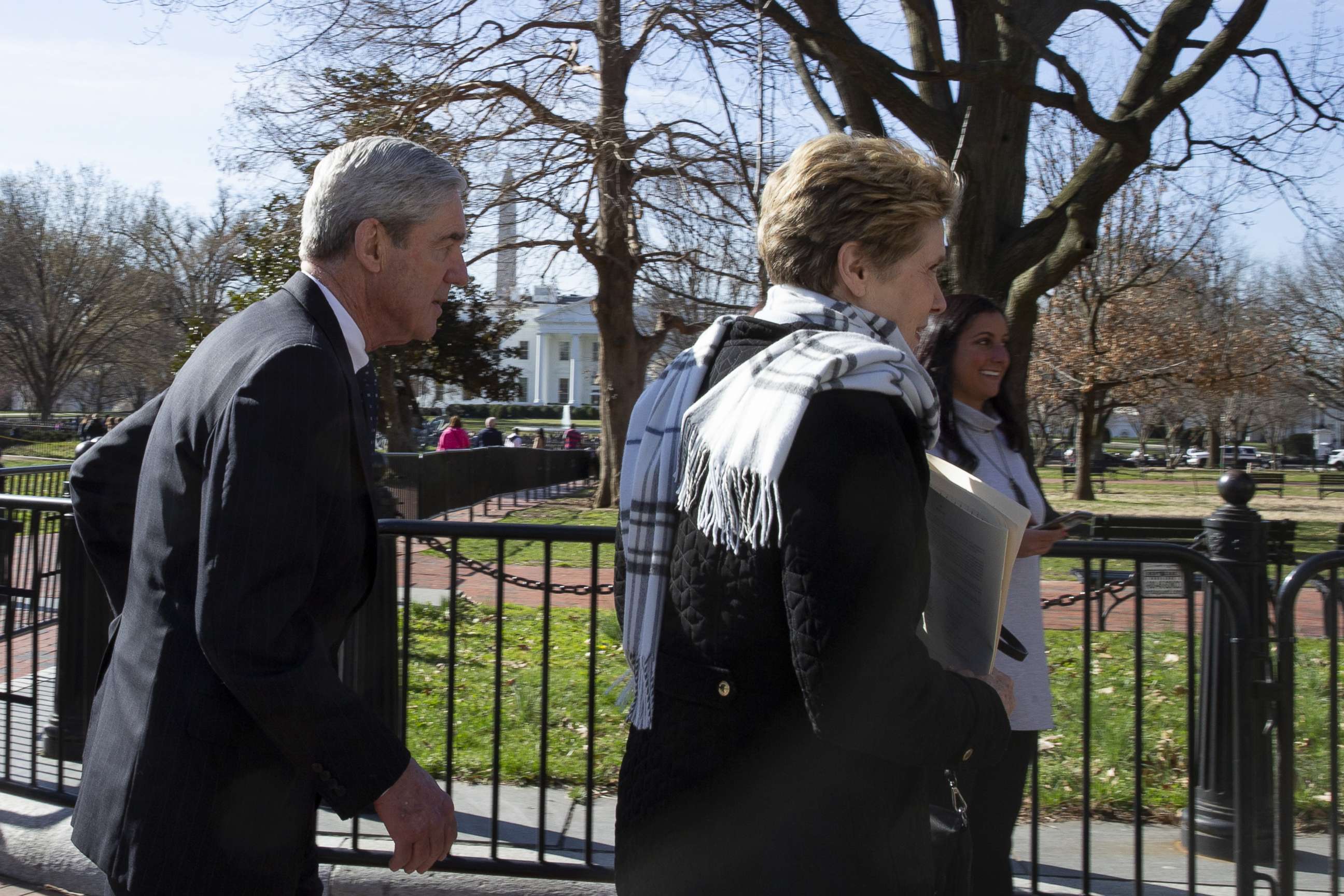 PHOTO: Special Counsel Robert Mueller walks with his wife Ann Mueller after attending church, March 24, 2019, in Washington, D.C. 