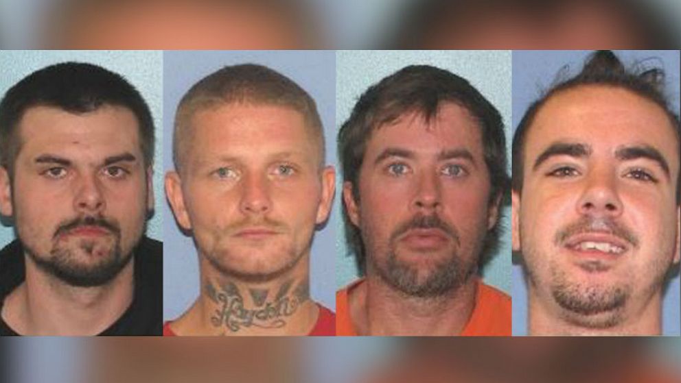 PHOTO: From left, Lawrence R. Lee III, Troy R. McDaniel Jr., Brynn K. Martin and Christopher M. Clemente escaped from the Gallia County Jail in Gallipolis, Ohio, early on the morning of Sept. 29, 2019.