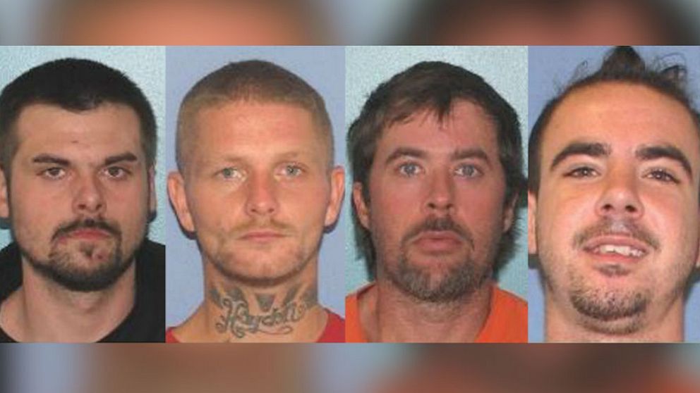 PHOTO: From left, Lawrence R. Lee III, Troy R. McDaniel Jr., Brynn K. Martin and Christopher M. Clemente escaped from the Gallia County Jail in Gallipolis, Ohio, early on the morning of Sept. 29, 2019.