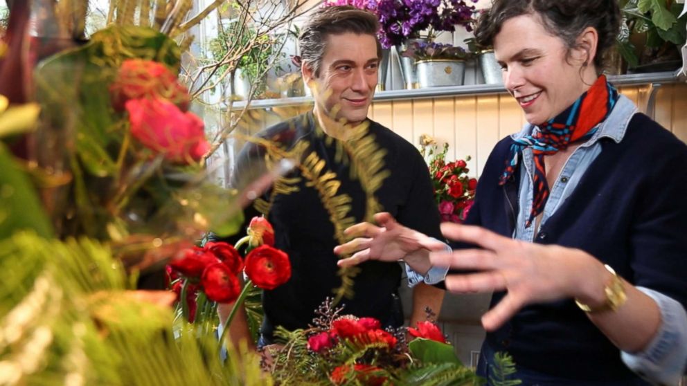 PHOTO: David Muir speaks with florist Emily Thompson in New York City. Thompson said recently that her shop supports US farmers and she's noticed that customers are starting to ask for local flowers as well.