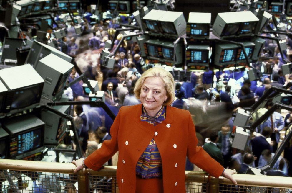 PHOTO: Muriel Siebert overlooking the floor of the NY stock Exchange.