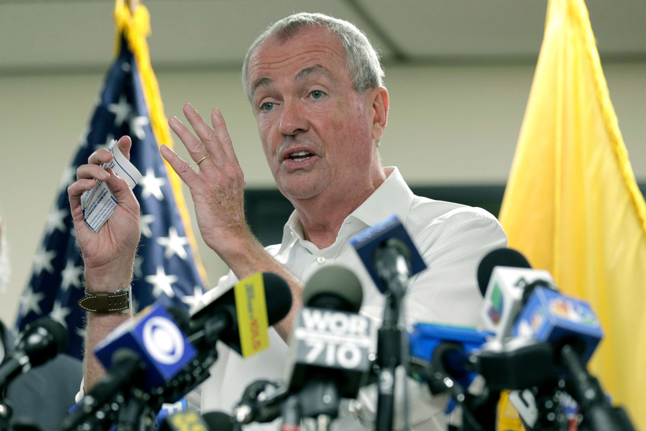 PHOTO: New Jersey Gov. Phil Murphy speaks to reporters in Newark, N.J., Aug. 14, 2019.