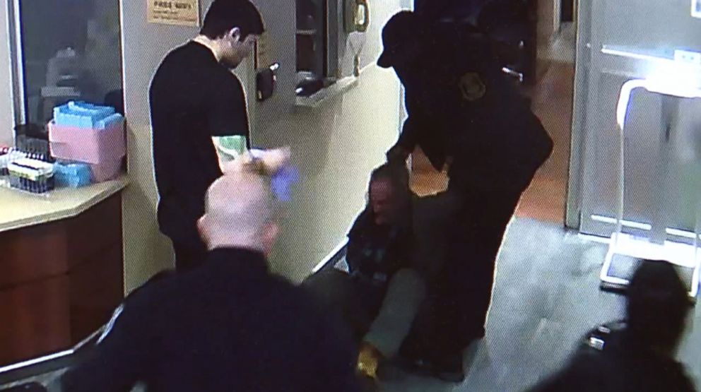 PHOTO: Video captured Beaumont security personnel responding to an attack of a patient by another patient in the Emergency Room lobby in Beaumont Hospital Dearborn in Dearborn, Mich., Feb. 10, 2018.