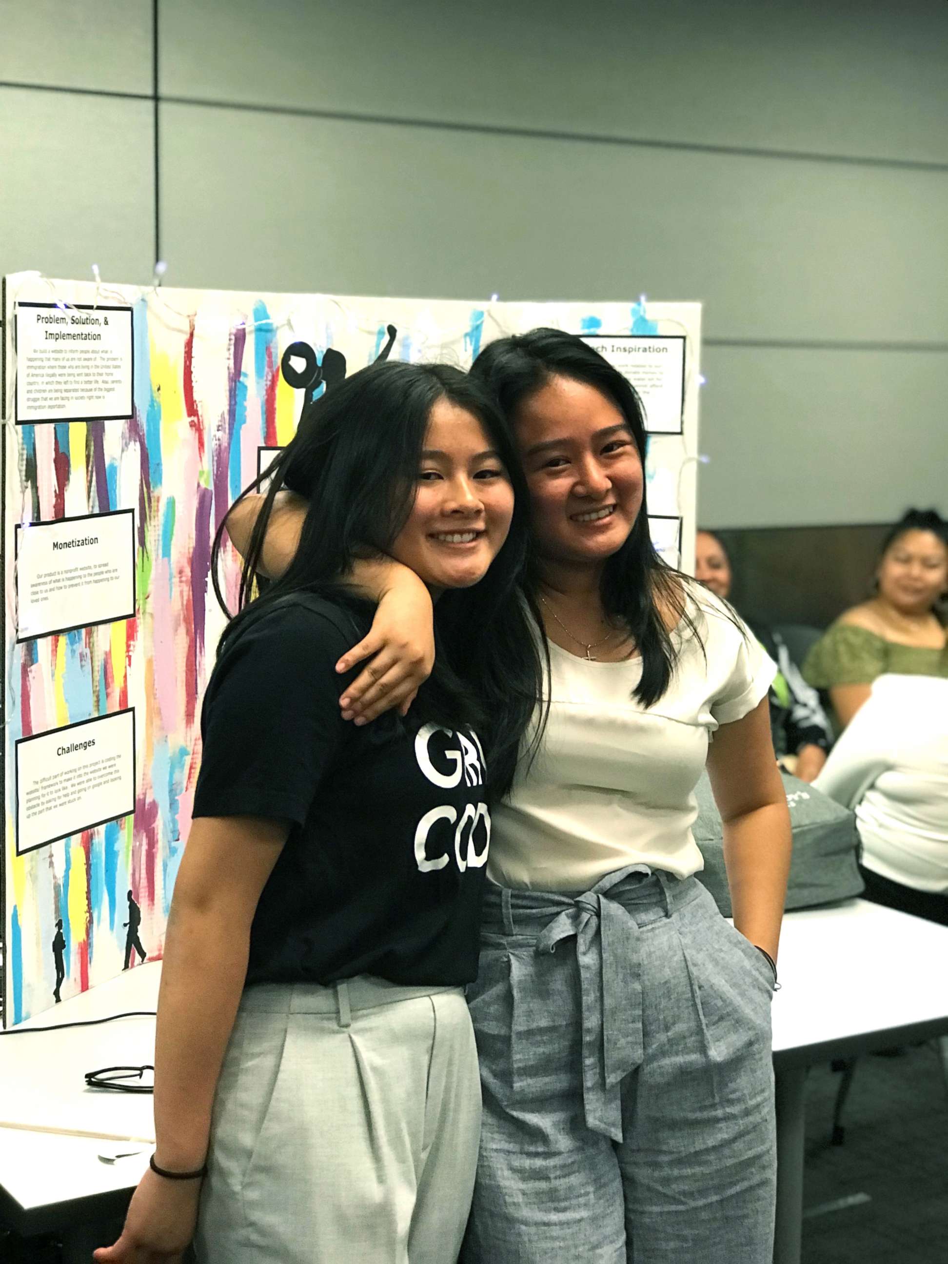 PHOTO: Phuc Bui Diem Nguyen (right) and her sister, Quynh Diem Bui Nguyen (left) at internship for Girls Who Code, San Francisco, Calif.