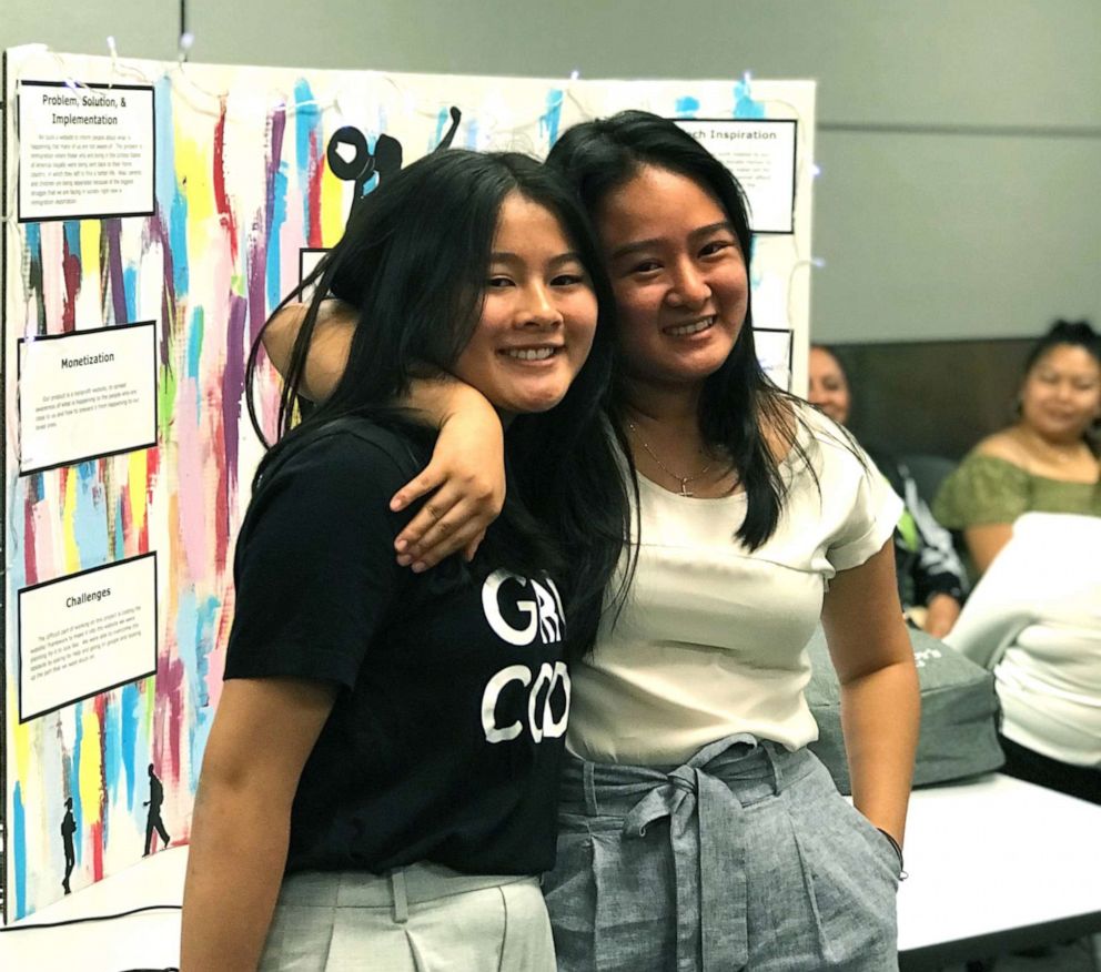 PHOTO: Phuc Bui Diem Nguyen (right) and her sister, Quynh Diem Bui Nguyen (left) at internship for Girls Who Code, San Francisco, Calif.