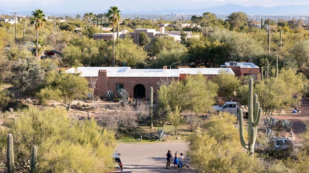 PHOTO: An aerial view shows the home of Nancy Guthrie on February 7, 2026 in Tucson, Arizona. 
