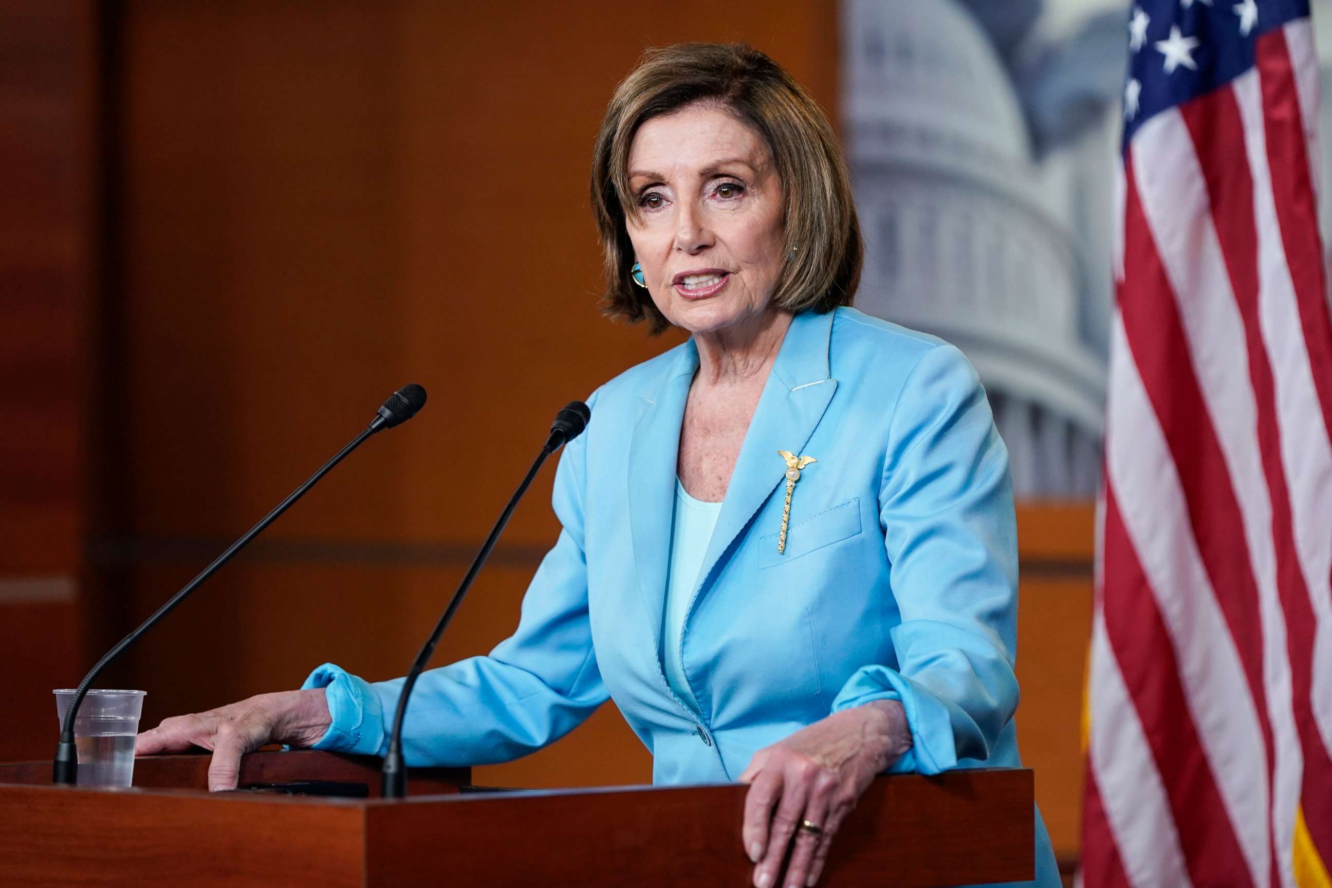 PHOTO: Speaker of the House Nancy Pelosi speaks during her weekly media availability on Capitol Hill on June 17, 2021, in Washington.