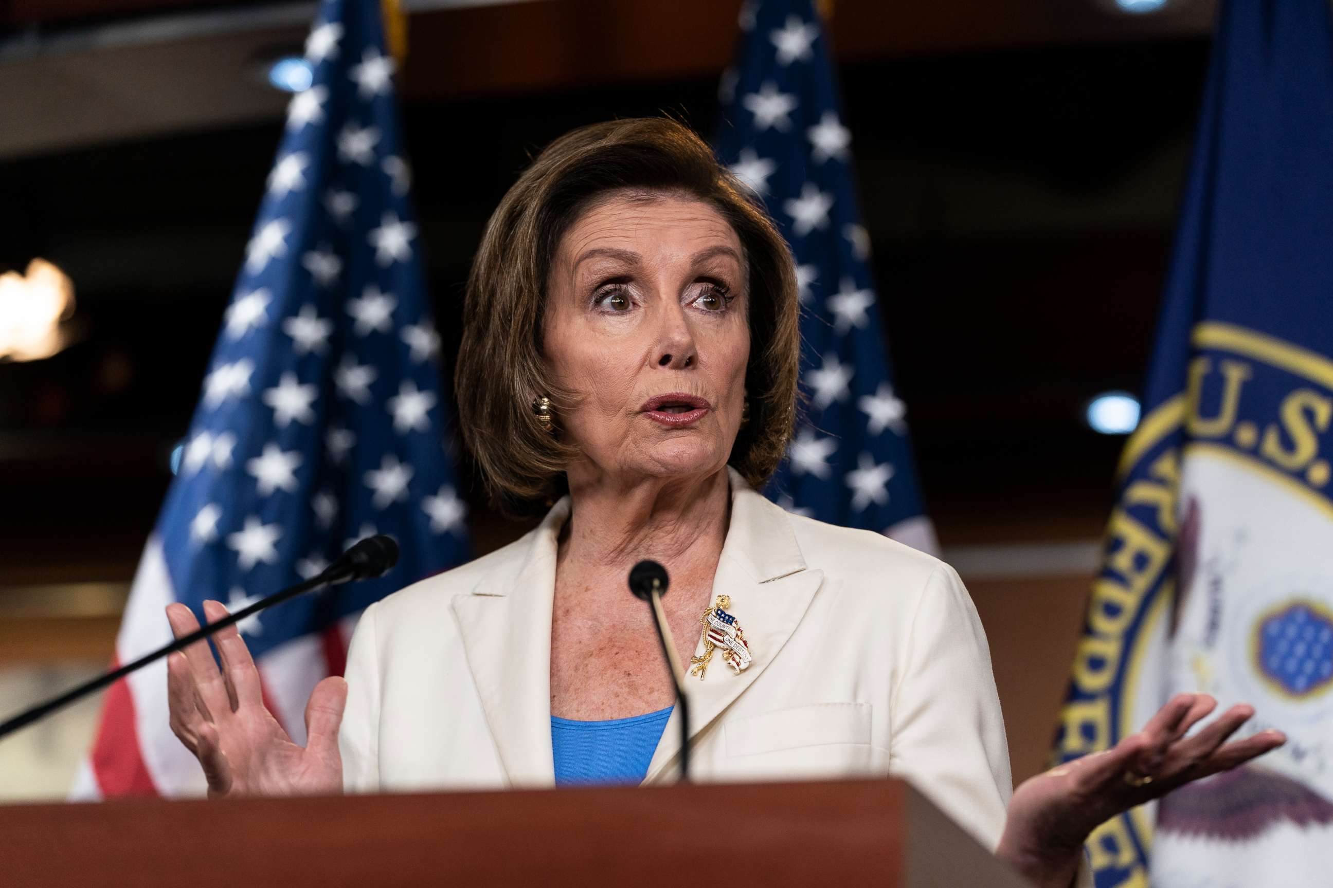 PHOTO: House Speaker Nancy Pelosi of Calif., announces to the press that she's creating a special committee to investigate the Jan. 6 attack, at the Capitol in Washington, June 24, 2021.