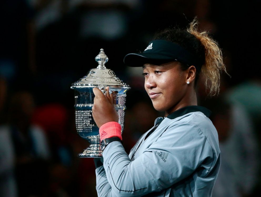 PHOTO: Naomi Osaka, of Japan, holds the trophy after defeating Serena Williams in the women's final of the U.S. Open tennis tournament on Sept. 8, 2018, in New York.