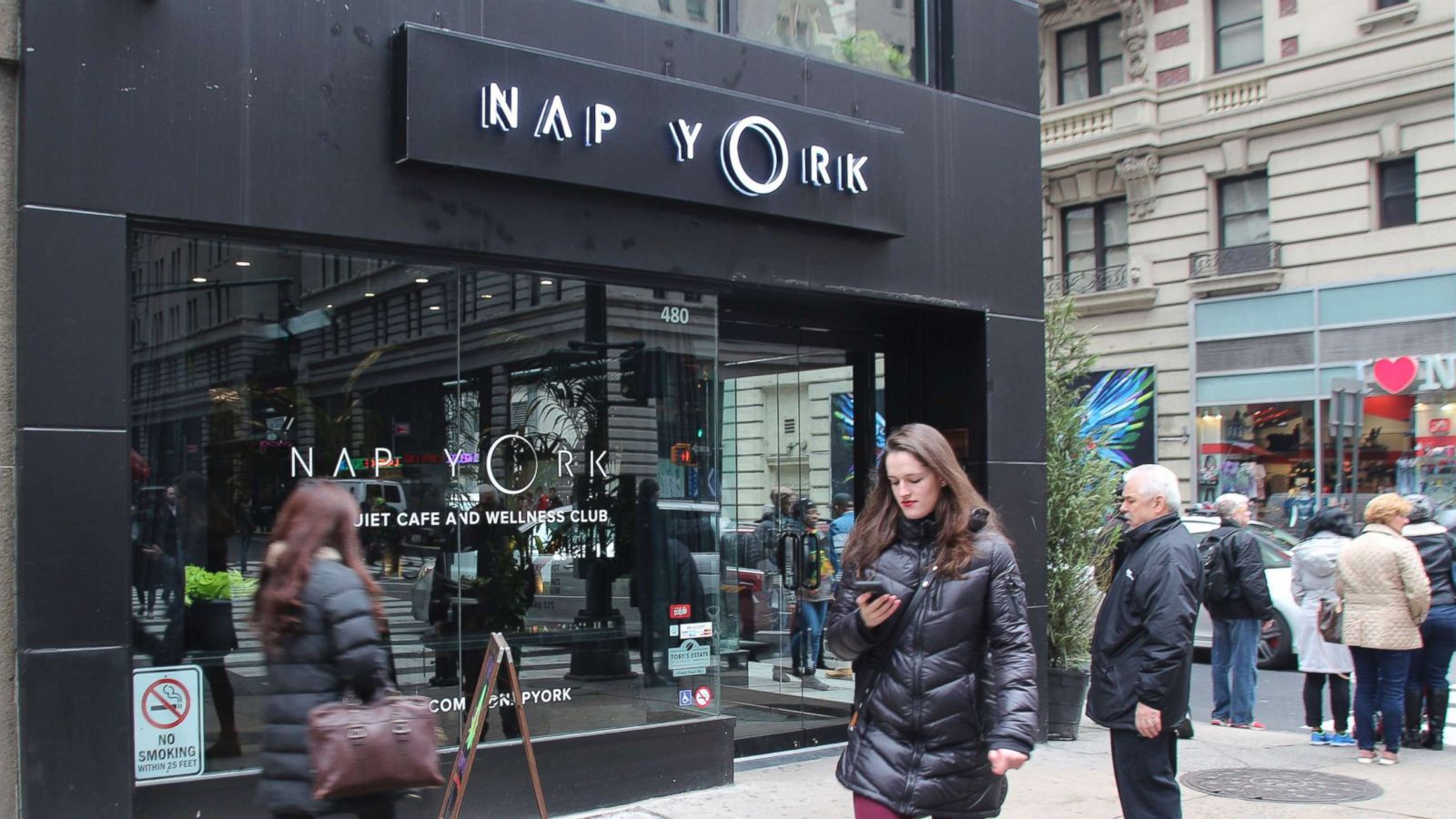 PHOTO: In the sound-proof four story building "Nap York", one can find a cafe and numerous "Sleep Pods" where visitors can take a 30 minute nap for around 8 dollars, March 28, 2018.