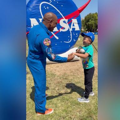 PHOTO: Eight-year-old Lucas Ye, the designer or Rise, meets Artemis II pilot Vic Glover in a video posted by NASA, June 18, 2026.