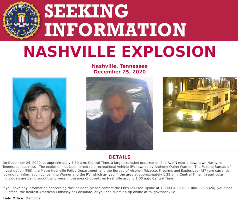 PHOTO: The FBI released a poster seeking information about the Nashville explosion.
