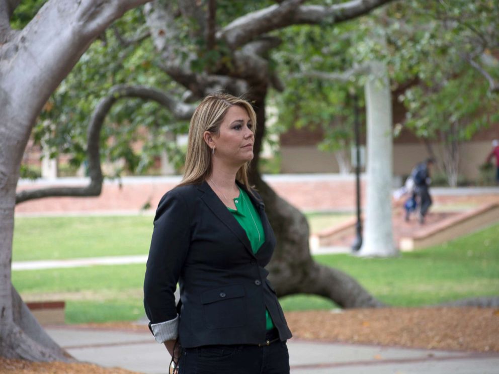 PHOTO: Natalia Abrams, founder of Student Debt Crisis, stands on the campus of her alma mater, UCLA.