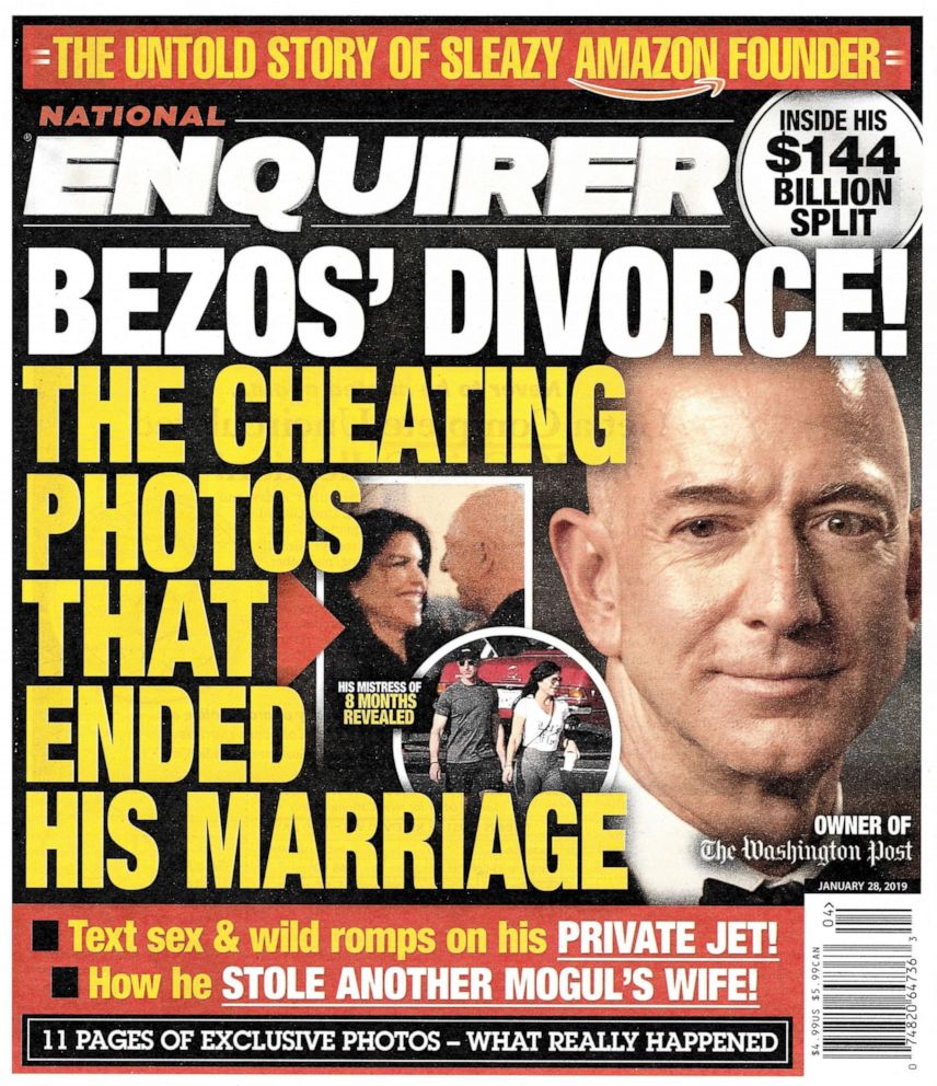 PHOTO: This image shows the front page of the Jan. 28, 2019, edition of the National Enquirer featuring a story about Amazon founder and CEO Jeff Bezos' divorce.