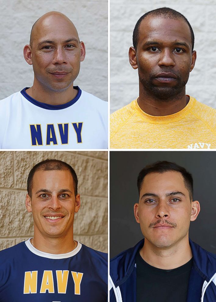 PHOTO: (Top) Navy Chief Petty Officer Aniahau Desha,Petty Officer 1st Class Sheldon Lucius. (Bottom) Petty Officer 3rd Class Joshua Essick and Hospitalman Gaston Yescas are pictured in undated photos released by the U.S. Department of Defense.