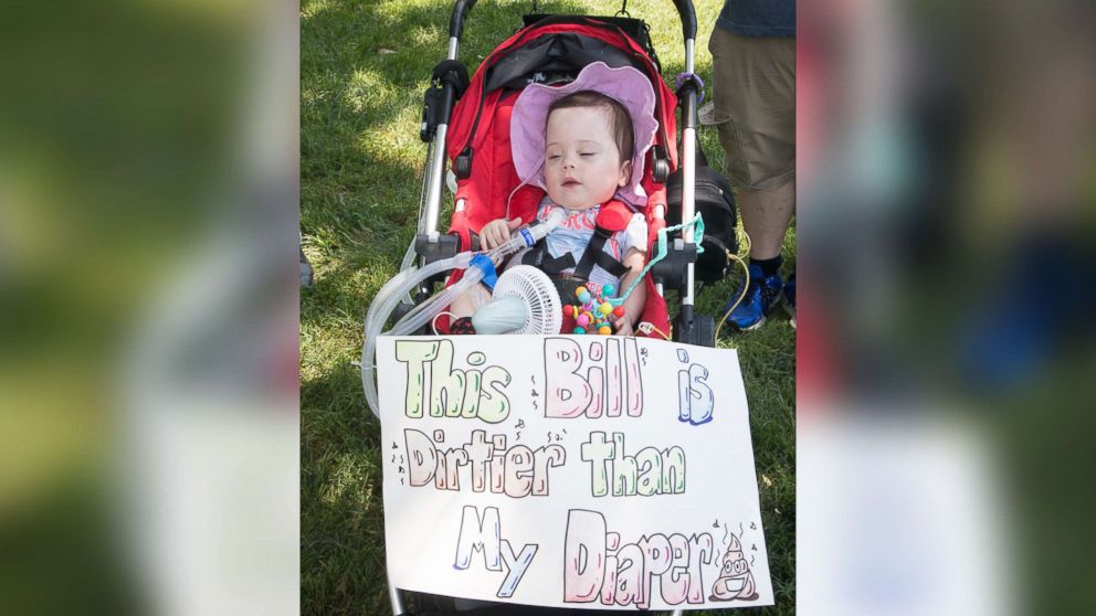 Demonstrators gathered on the U.S. Capitol east lawn in Washington on June 24, 2017 to protest a proposed Senate healthcare bill.