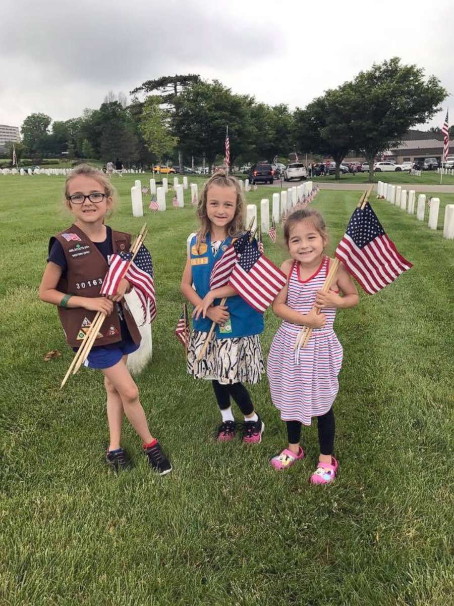PHOTO: Capt. Gallagher's daughters, Lacey, Mollie and Aimee on Memorial Day in 2017.