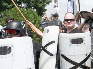 PHOTO: Neo-Nazis, white supremacists and other alt-right factions scuffled with counter-demonstrators near Emancipation Park (Formerly Lee Park), Aug. 12, 2017, in downtown Charlottesville, Va.