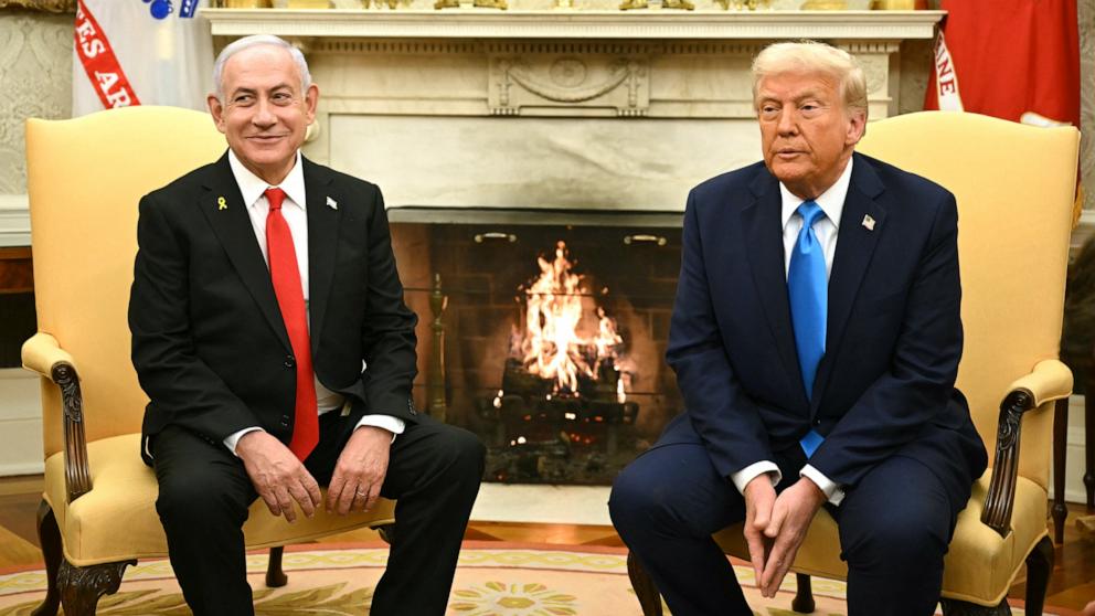 PHOTO: President Donald Trump meets with Israel's Prime Minister Benjamin Netanyahu in the Oval Office of the White House in Washington, Feb. 4, 2025. 