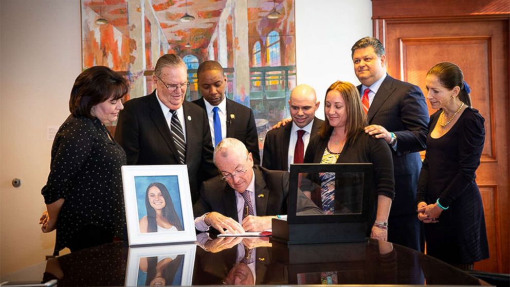 PHOTO: New Jersey Governor Phil Murphy signs "Alyssa's Law," requiring New Jersey public schools to install silent alarms to alert law enforcement in case of emergencies, in Trenton, N.J., Feb. 6, 2019.