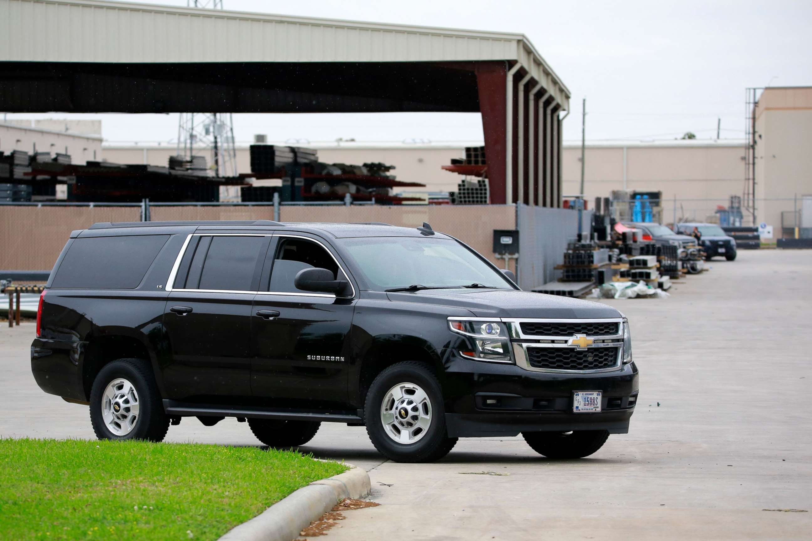 PHOTO: An officer blocks the entrance to the new immigration facility in Houston, Texas, April 3, 2021.