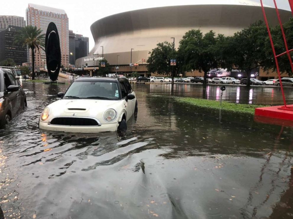 PHOTO: Cars sit in floodwaters in New Orleans, July 10, 2019.
