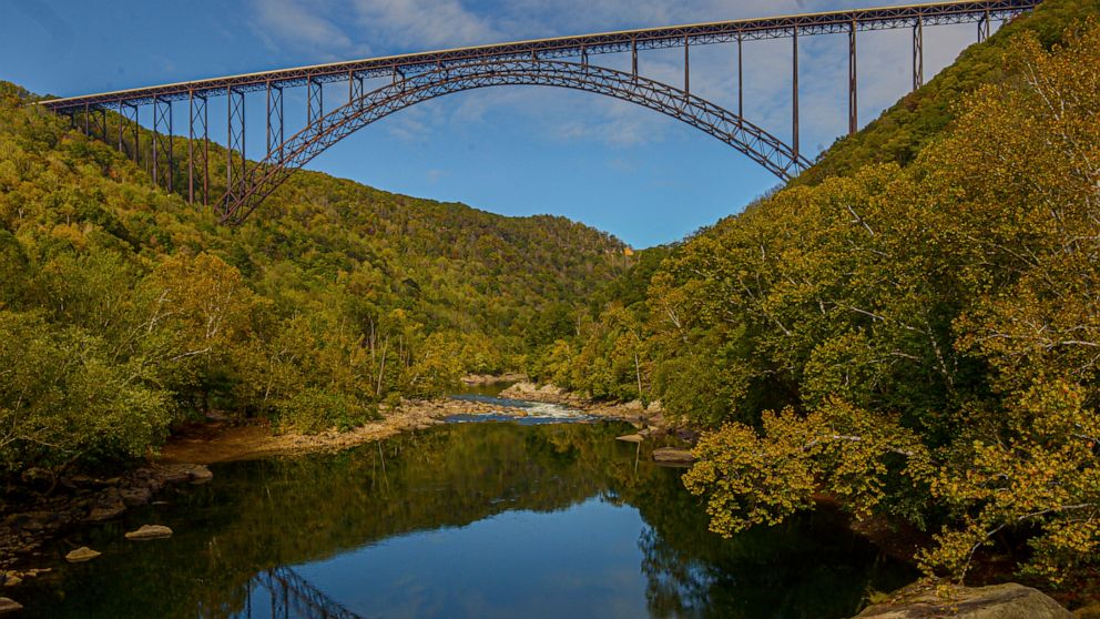 PHOTO: The New River Gorge Bridge is seen from Fayette Station in Fayetteville, W.Va.