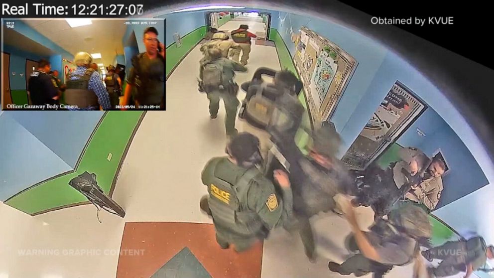 PHOTO: Surveillance video released, July 12, 2022, of the May 24, 2022 mass shooting at Robb Elementary School in Uvalde, Texas.