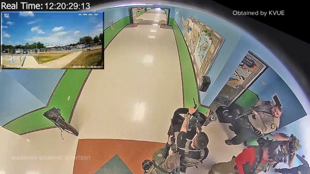 PHOTO: Surveillance video released, July 12, 2022, of the May 24, 2022 mass shooting at Robb Elementary School in Uvalde, Texas.