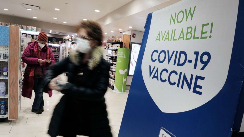 PHOTO: A pharmacy in Grand Central Terminal advertises the COVID-19 vaccine, Dec. 9, 2021, in New York.