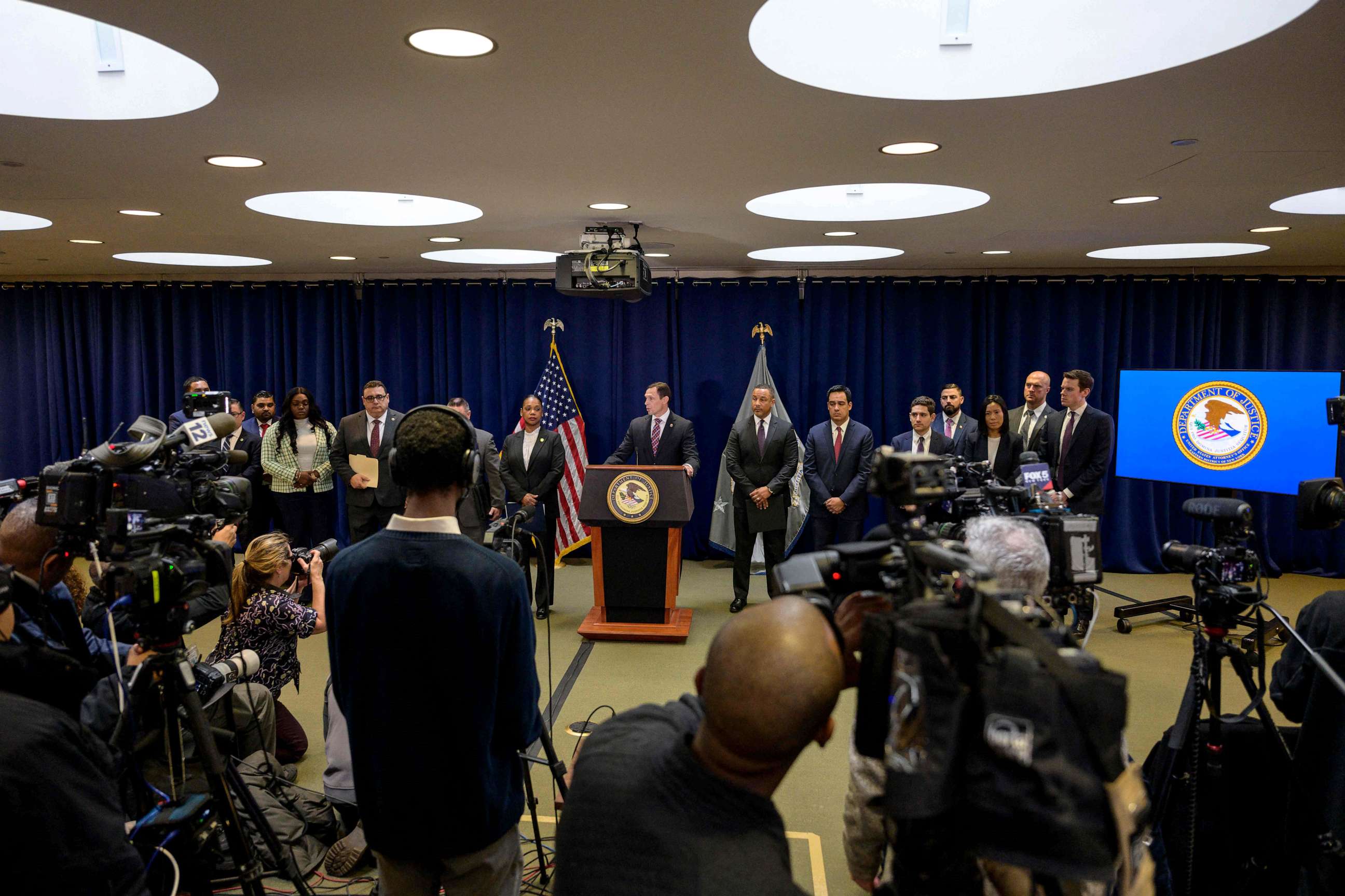 PHOTO: Drug Enforcement Administration Special Agent-in-Charge Frank Tarentino speaks during a press conference announcing arrests in a major gun trafficking case, Jan. 11, 2023 in New York City.