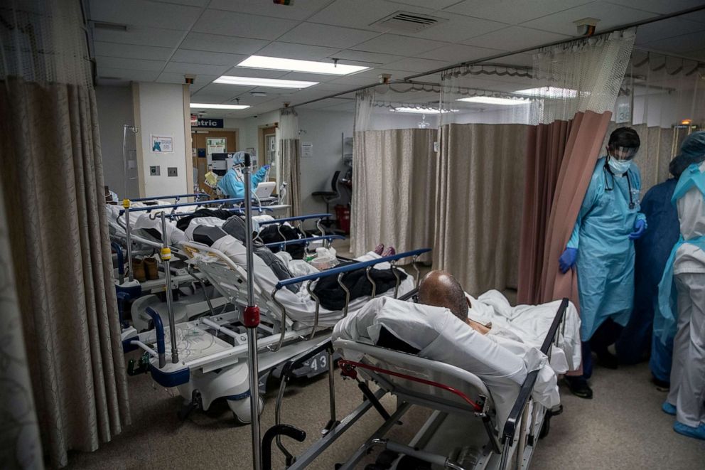 PHOTO: A designated area for patients suspected of having the novel coronavirus at Brooklyn Hospital Center in New York, March 23, 2020.