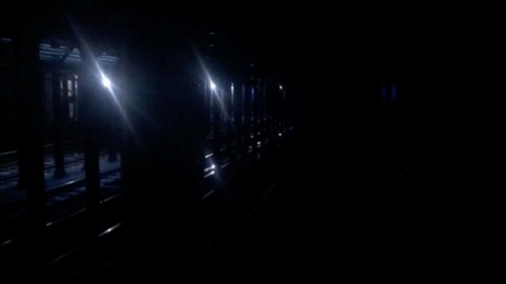 PHOTO: Tracks at the 66th Street station seen during a blackout caused by widespread power outages, in this still frame taken from video, in New York City, July 13, 2019. 