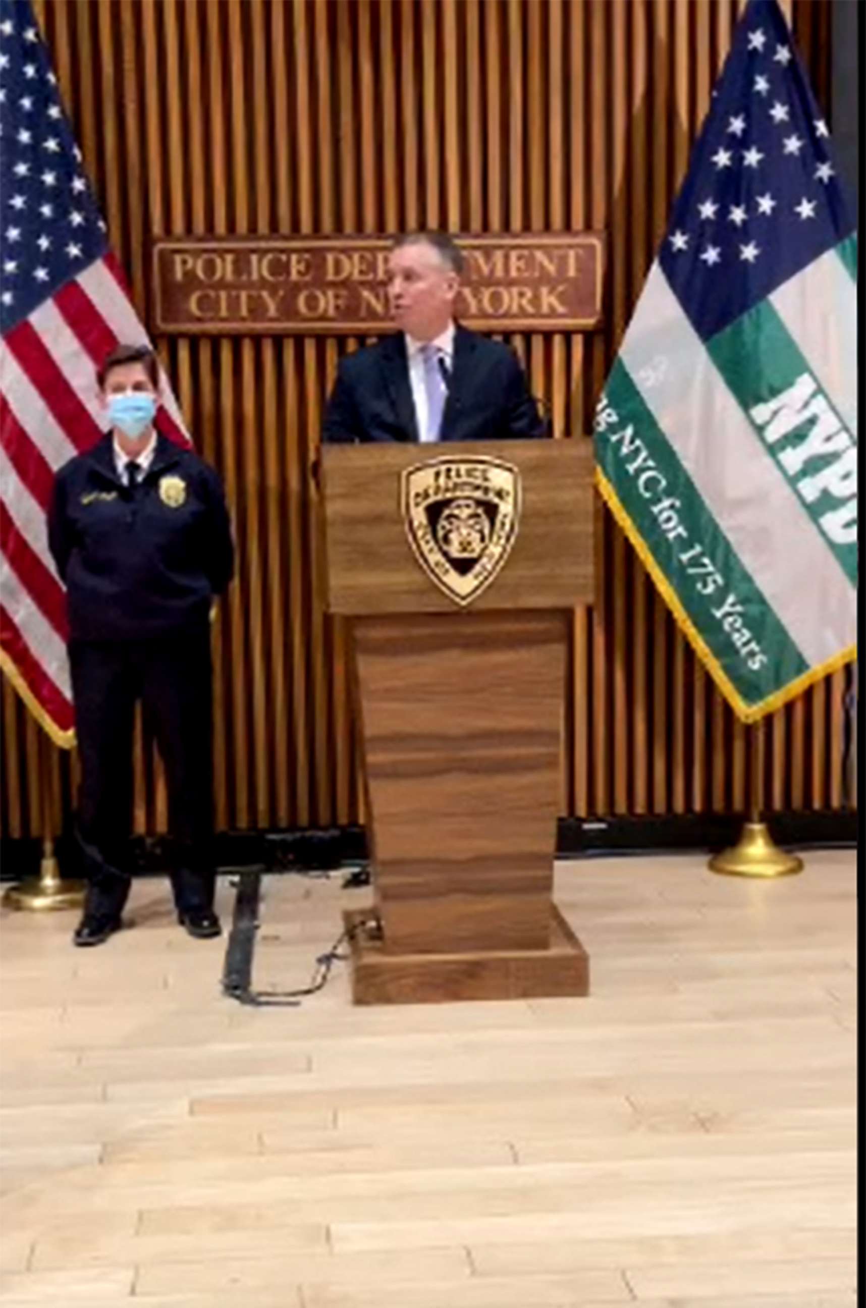 PHOTO: New York Police Commissioner Shea addresses the media in regard to recent incidents within the New York City Subway system, Feb. 13, 2021.